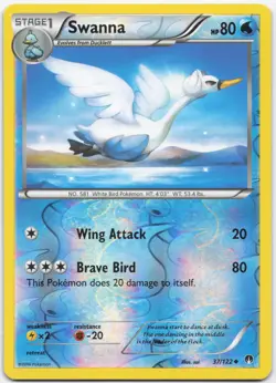 Swanna 37/122 Uncommon BREAKpoint Pokemon Reverse Holo Lightly Played - Image 1