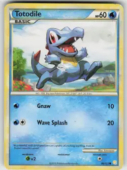 Totodile 86/123 Common HeartGold & SoulSilver Pokemon Damaged - Image 1