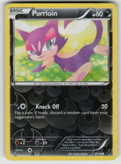 Purrloin 64/98 Common Emerging Powers Pokemon Reverse Holo Moderately Played - Image 1