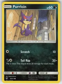 Purrloin 48/73 Common Shining Legends Pokemon Heavily Played - Image 1