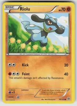 Riolu 76/135 Common Plasma Storm Pokemon Heavily Played - Image 1