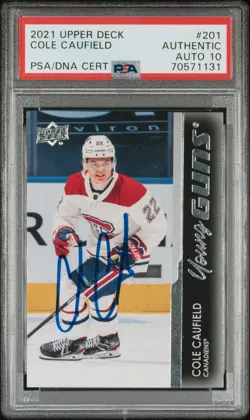 COLE CAUFIELD Signed 2021-22 UD YOUNG GUNS #210 Auto ROOKIE CARD RC PSA 10 Auto - Image 1