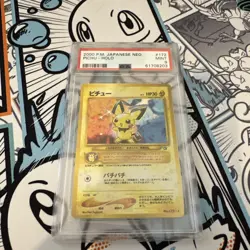 Pokemon Neo Genesis Holo Rare Pichu TCG Card #172 Japanese Edition PSA 9 - Image 3
