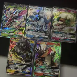 Pokemon TCG English/Japanese Mixed Sets GX Holo Rare x5 Card Bundle NM - Image 1