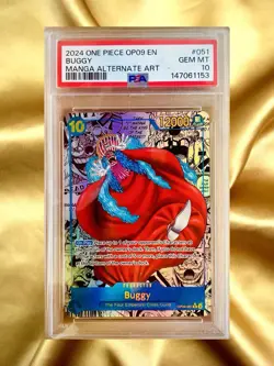 Bandai One Piece 2024 OP09-051 Buggy Manga Alt Art PSA 10 GEM MT EN - Image 1