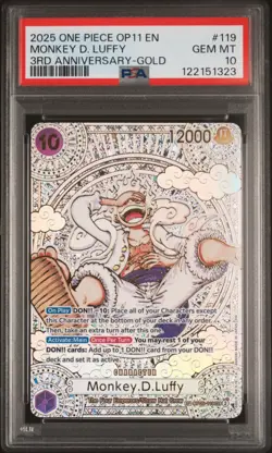 2025 ONE PIECE OP11-A FIST OF DIVINE SPEED #119 MONKEY D. LUFFY PSA 10 - Image 1