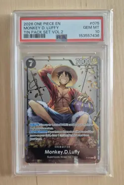PSA 10 One Piece TCG Luffy Promo P-075 TS-02 Tin Pack Set Vol 2 - Image 1