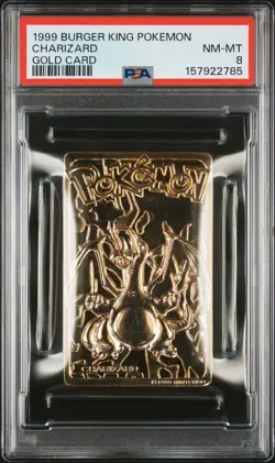 1999 BURGER KING POKEMON GOLD CARDS CHARIZARD PSA 8 - Image 1