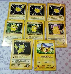 8 Card Pikachu Lot Pokemon Cards Neo Genesis Jungle Lt. Surge's - Image 1