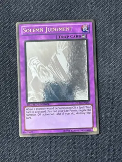Solemn Judgment LP MP Limited Edition Ghost Rare GLDS EN045 Gold Series Yugioh - Image 2