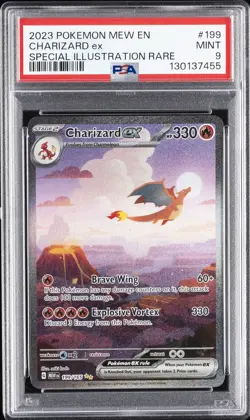 2023 POKEMON MEW EN-151 SPECIAL ILLUSTRATION RARE #199 CHARIZARD EX PSA 9 - Image 1