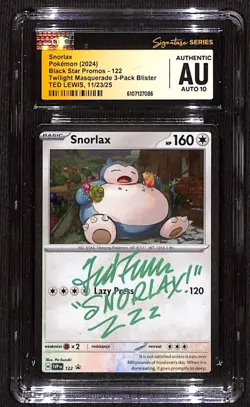 CGC Auto 10 Signed Ted Lewis Snorlax 122 Sv: Scarlet & Violet Promo Cards Holo - Image 1