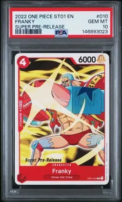 2022 ONE PIECE 010 FRANKY SUPER PRE-RELEASE PSA 10 GEM MINT - Image 1