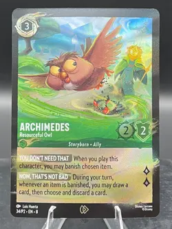 Disney Lorcana-Reign of Jafar-Archimedes - Resourceful Owl-#34-Cold Foil-NM - Image 1