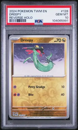 2024 POKEMON TWM EN #128 DREEPY REVERSE HOLO PSA 10 POP 2 TWILIGHT MASQUERADE - Image 1