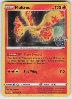 GGC-3 Moltres 012/078 Holo Rare Pokemon GO - Image 1