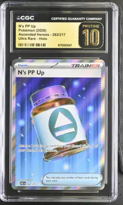 CGC 10 Pristine N’s PP Up 262 Pokemon Ascended Heroes Ultra Rare Full Art Holo - Image 1