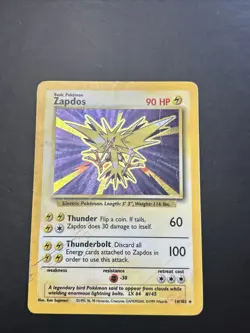 Wizards Pokemon TCG Zapdos 16/102 Base Set Holo Rare Unlimited 1999 90 - Image 1