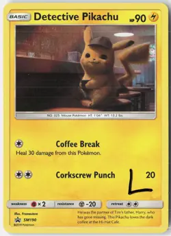 Detective Pikachu - SM190 Holo Promo Sun & Moon Promo Pokemon Lightly Played - Image 1