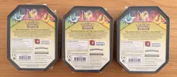 Pokemon Tins 2019 Elemental Powers Jolteon Vaporeon Flareon GX Sealed Set of 3 - Image 2