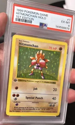 1999 Pokemon 1st Edition Hitmonchan Holo #7/102 PSA 6 - Image 2