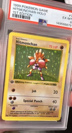 1999 Pokemon 1st Edition Hitmonchan Holo #7/102 PSA 6 - Image 4