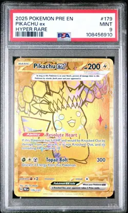 2025 POKEMON PRE EN-PRISMATIC EVOLUTIONS HYPER RARE #179 PIKACHU EX PSA 9 - Image 1