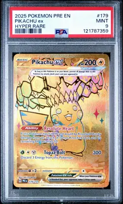 2025 POKEMON PRE EN-PRISMATIC EVOLUTIONS HYPER RARE #179 PIKACHU EX PSA 9 - Image 1