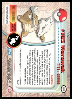 Pokemon Cards Marowak #105 Topps Trading Cards Series 2 MP - Image 2