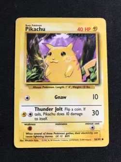 Pikachu Yellow Cheeks Pokemon Card 58/102 Base Set WOTC - Image 1