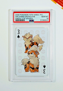 Pokemon PSA 10 Arcanine Grolithe #23 Green-3 Of Spades 10Th Anniv 2006 Japanese - Image 1