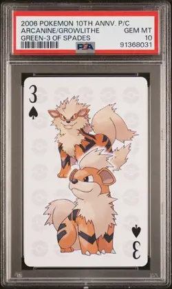 Pokemon PSA 10 Arcanine Grolithe #23 Green-3 Of Spades 10Th Anniv 2006 Japanese - Image 2