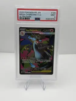 2025 POKEMON PFL EN-PHANTASMAL FLAMES ULTRA RARE #109 MEGA CHARIZARD X EX PSA 9 - Image 1