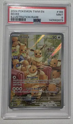 2024 POKEMON TWM EEVEE ILLUSTRATION RARE #188 MINT PSA 9 - Image 1