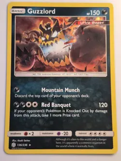 Guzzlord 136/236 Holo Rare Cosmic Eclipse Pokemon Reverse Holo - NM - Image 1