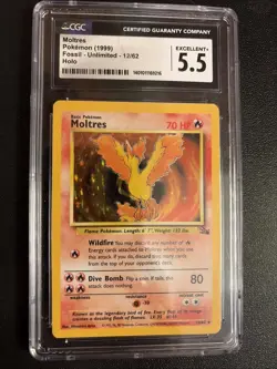 1999 Pokemon Fossil 1st Edition Moltres 27/62 CGC 5.5 - Image 1