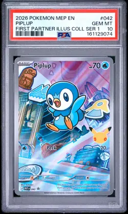 2026 POKEMON MEP EN-ME BLACK STAR PROMO #042 PIPLUP PSA 10 - Image 1