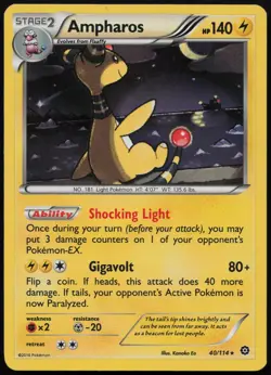 Ampharos 40/114 Holo Rare Steam Siege Pokemon Holo NM/LP - Image 1