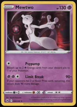 Mewtwo 059/159 - Holo Rare Crown Zenith - NM/LP - Image 1