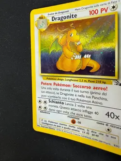 Pokemon Dragonite 4/62 Fossil Rara Holo Unlimited Wizards ITA Carte Vintage - Image 4