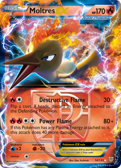 Moltres EX 14 HOLO 135 EX Rare Plasma Storm Pokemon MP - Image 4