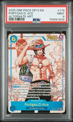 ONE PIECE OP13-CARRYING ON HIS WILL ALTERNATE ART PORTGAS D. ACE 119 PSA 9 - Image 1