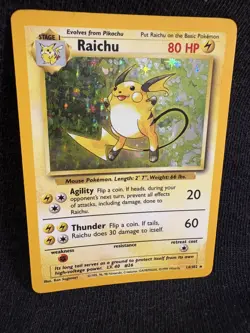 Raichu 14/102 Base Set Holo pokemon card tcg 1999-2000 - Image 1
