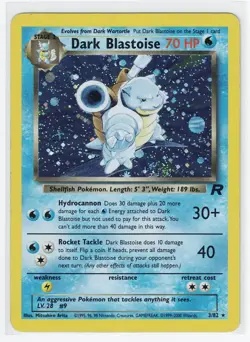 Dark Blastoise 3/82 Holo Team Rocket Unlimited WOTC Pokemon Card MP Clean Holo - Image 1