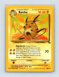 Raichu 29/62 Rare Fossil Pokemon Unlimited Lightly Played - Image 1