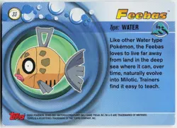 Feebas #33 Topps Advanced Trading Cards Pokemon LP - Image 3