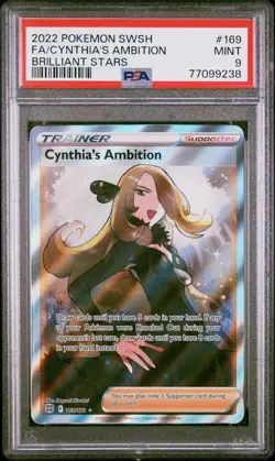 PSA 9 MINT Cynthia's Ambition 169/172 Brilliant Stars FA Ultra Rare Holo Pokemon - Image 1