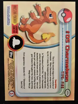 Charmeleon #05 Topps TV Animation Edition Black Label Non Holo Pokemon 1999 LP - Image 2