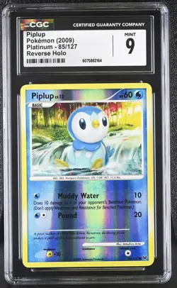 CGC 9 MINT Piplup 2009 Platinum 85/127 Reverse Holo Pokemon Card - Image 1