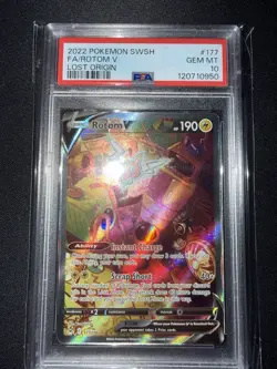 Pokemon Rotom V Full Art Holo Ultra Rare 177/196 Lost Origin PSA 10 2022 - Image 1